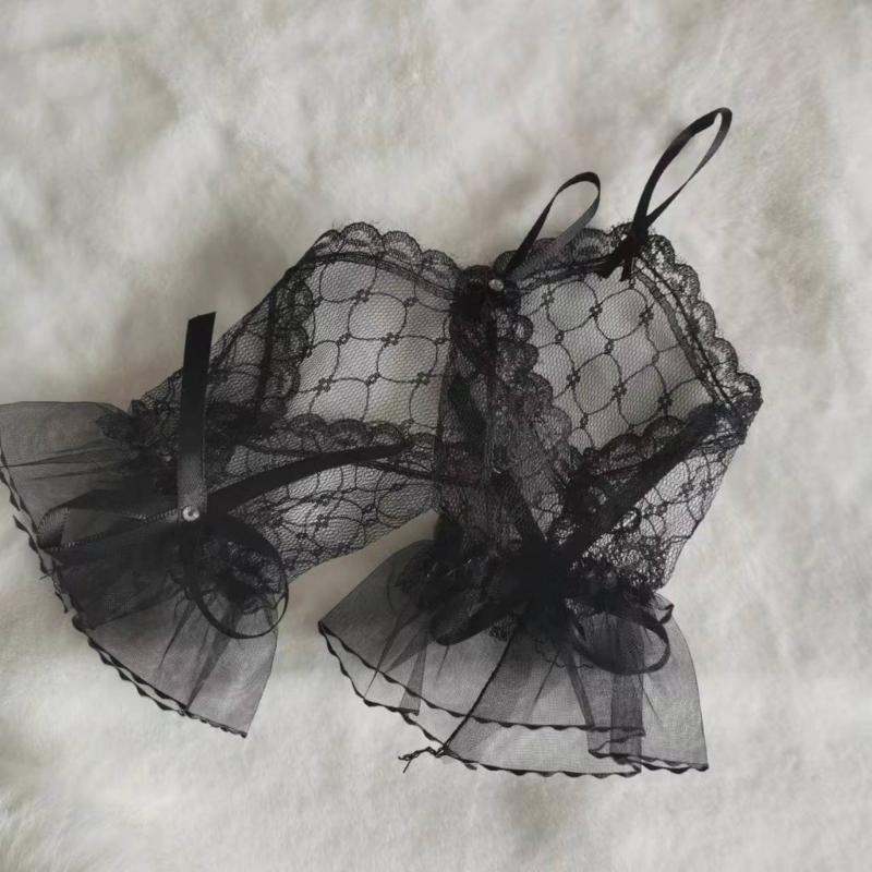 1pair Elegant Transparentes Lace Gloves Thin Short Gloves Party Dancing Mittens for Event and Everyday Fashion
