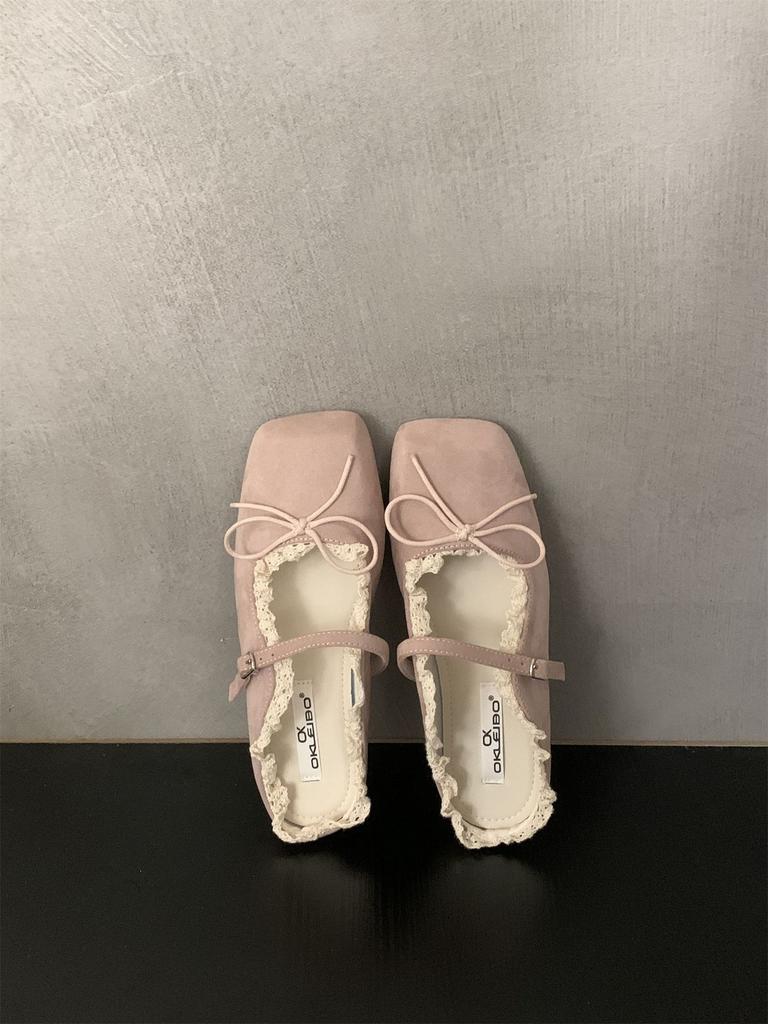 Evening women's shoes gentle flat French Mary Jane half slippers bow single shoes spring and summer retro blue ballet shoes