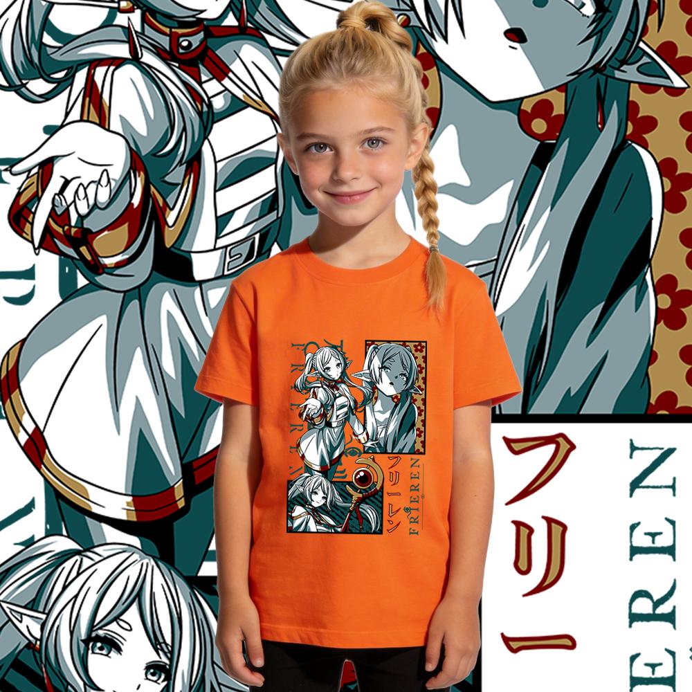 Frieren Beyond Journeys End Frieren Anime Print Cotton T Shirt for Boys and Girls Short Sleeve Kids Casual Tee Daily Wear