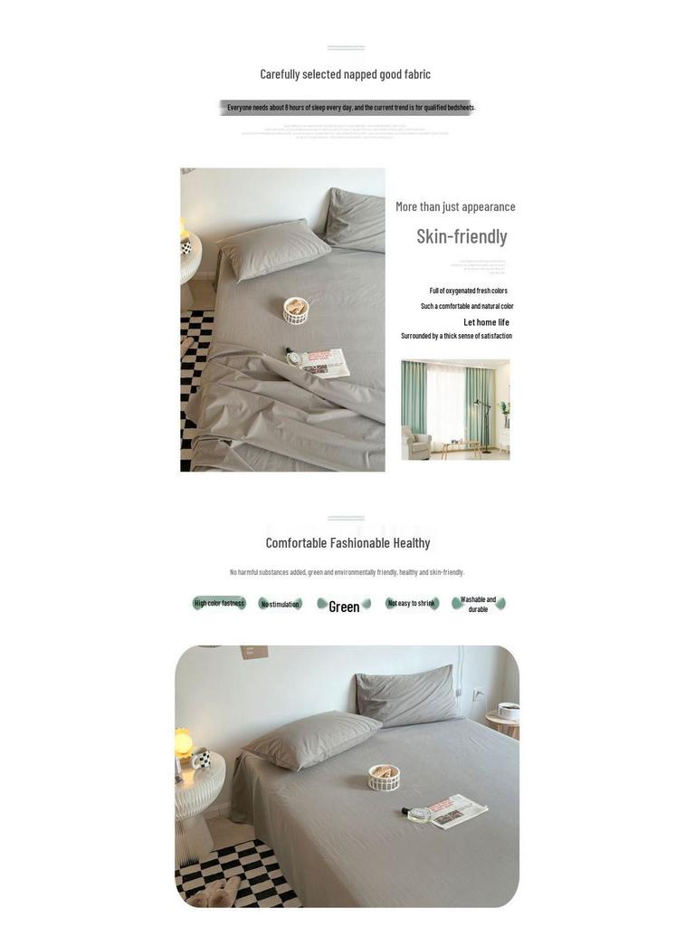 1.5m Single Bed Cotton Sheet & Pillowcase Set, Fitted for Dorms - Winter Edition
