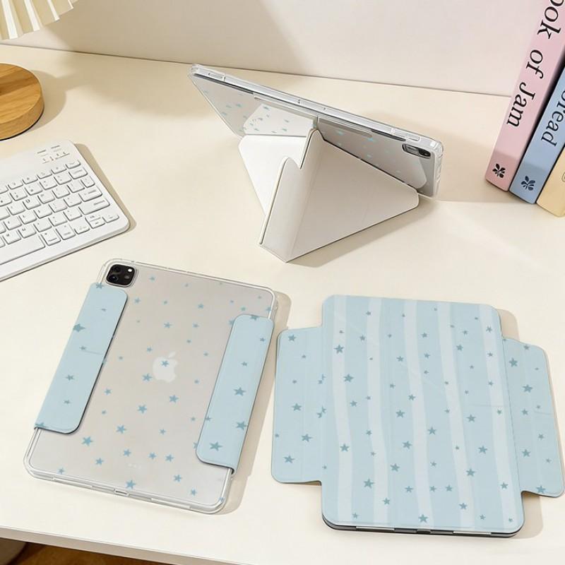 Magnetic Detachable Multi-Fold Case IPad 10.2 10.9 Air 11 Pro With Auto Sleep Acrylic PU Leather Cartoon Style