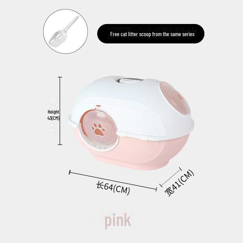 Carver Fully Enclosed Top-Entry Space Capsule Cat Litter Box - Splash-Proof, Extra-Large 