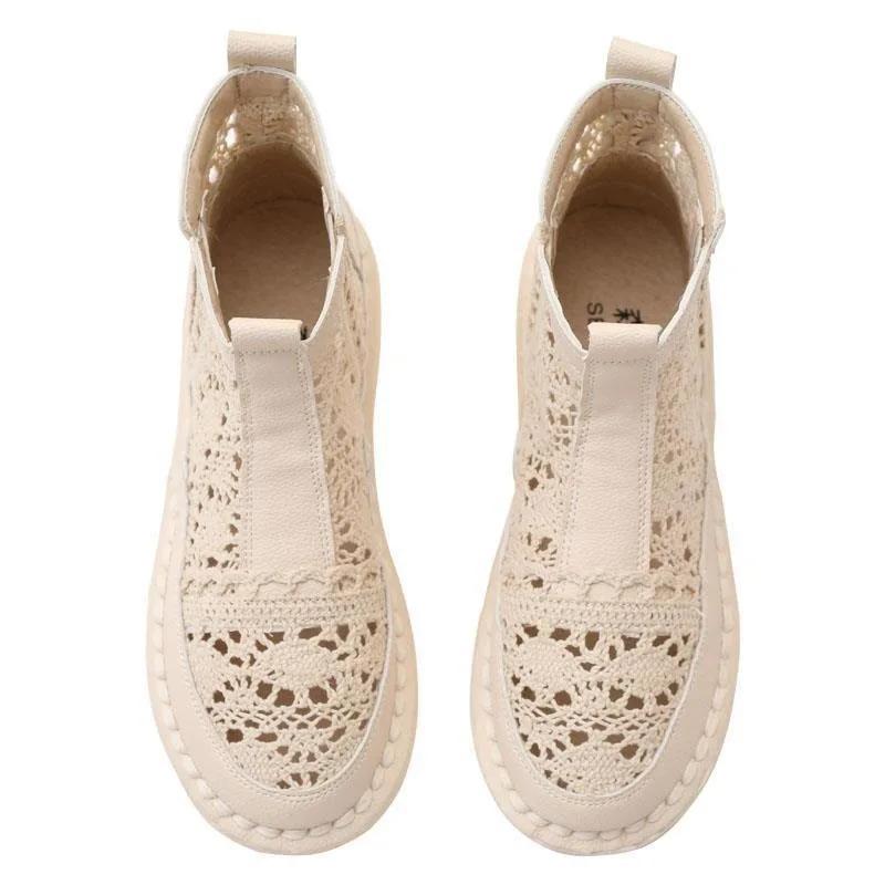 Mode Neue Damen Atmungsaktive Mesh Stiefel Sommer Mode Damenstiefel Walking Flach Neu Solide Rutschfest Freizeitschuhe Vulkanisierte Schuhe