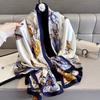 80*180 Autumnwinter New Style Faux Silk Large Scarf For Women  Elegant Floral Print Beach Towel Neck Scarf For Ladies