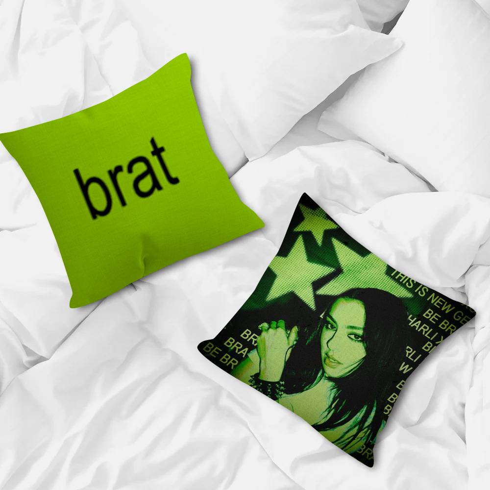 Singer CCharli XCX BRAT Pillow Cover for Bedroom Room and Living Room Sofa Decorative Cushion Cover