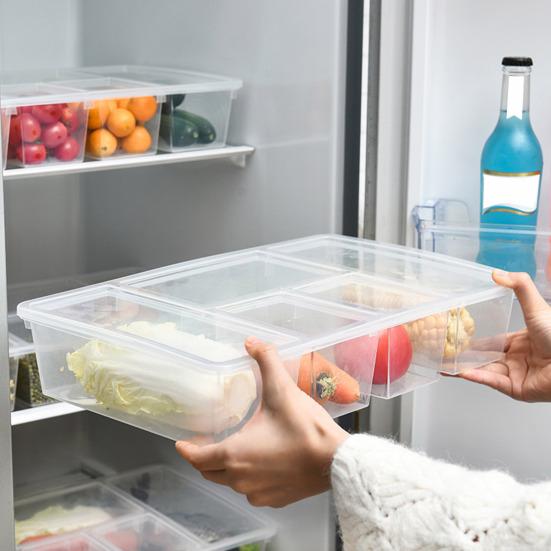 Crisper Multi Compartments Classification Storage Transparent Dustproof Large Capacity Snack Box Snack Container Fridge Food Meat Vegetable Divided