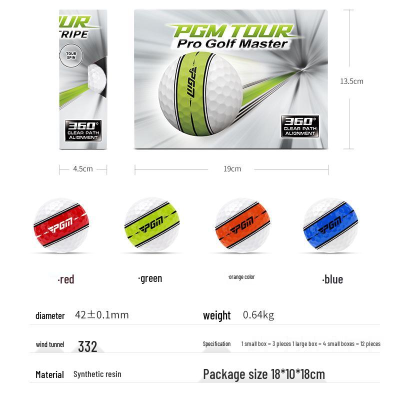 PGM 360° Trajektorie Golfball mit Putter-Ziellinie - Neue farbige TPU-Box
