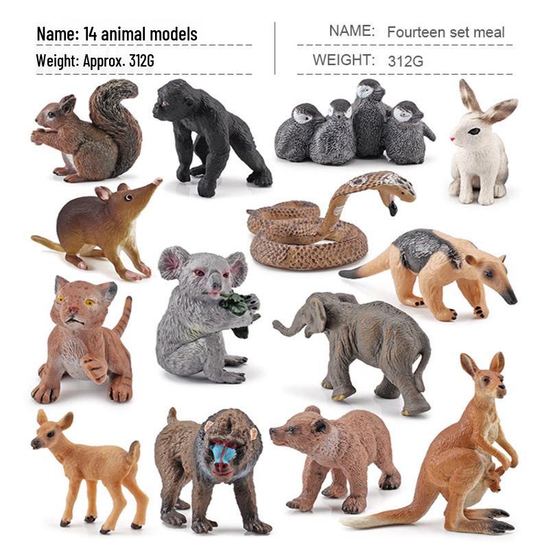 Miniature Animal Model Ornaments: Brown Bear, White-tailed Deer, Anteater, Kangaroo, Koala, Squirrel