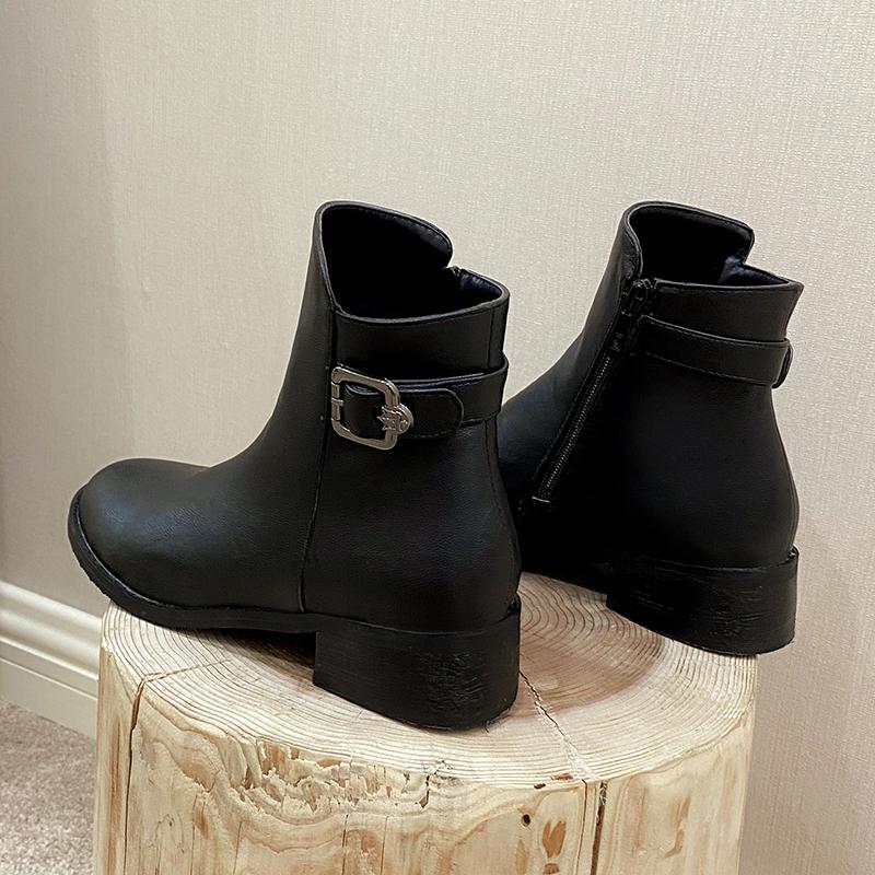 Women's Low-heeled Short Boots Autumn and Winter New Thick-heeled Large-size Comfortable Recreational Locomotive Boots