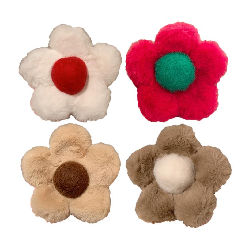 Sweet Flower Hair Clip Girl's Temperament Claw Clip New Plush High Ponytail Claw Clip Fashionable Hair Accessory