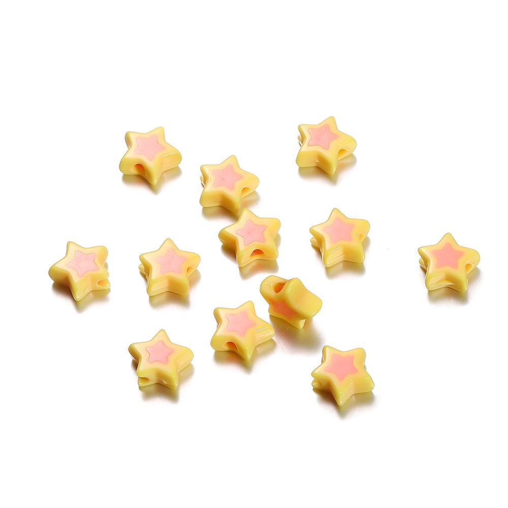 50/100pcs 9*9.5mm Colourful Five-pointed Star Acrylic Loose Spacer Beads for Jewelry Making DIY Handmade Bracelets Accessories
