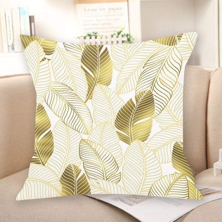 Printed Imitation Gold-pinning Plush Creative Leaf Pillowcase Style Pillow Waist Sofa Decoration