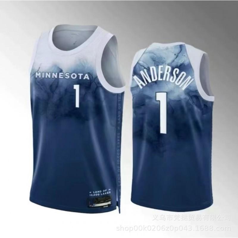 Męska Koszulka do Koszykówki Minnesota Timberwolves Edwards 5 Towns 32 Wiggins 1 Dekolt V Bez Rękawów Bawełniana Koszulka Sportowa