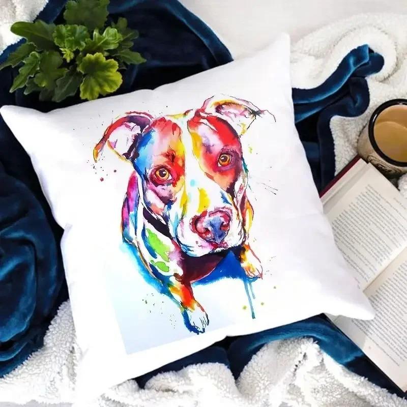 Dog Paw Print Watercolor Dog Pattern Pillow Cover Suitable for Home Hotel Car Cushion Cover Decorative Sofa Chair Pillow Cover