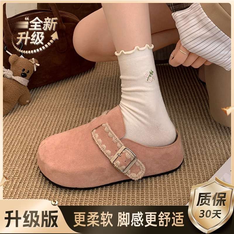 Platform Birkenstock Shoes Bag Head Half Slippers Women's Outer Wear 2025 New Spring and Summer One-pedal Ugly and Cute Boken Single Shoes Sandals