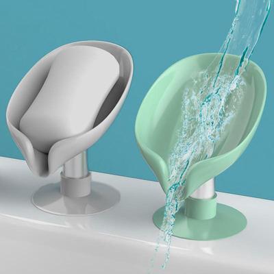 Blattförmige Seifenkiste, Abfluss-Seifenhalter, Badezimmer-Zubehör, Saugnapf, Seifenschale, Tablett, Seifenschale für Badezimmer, Seifenbehälter