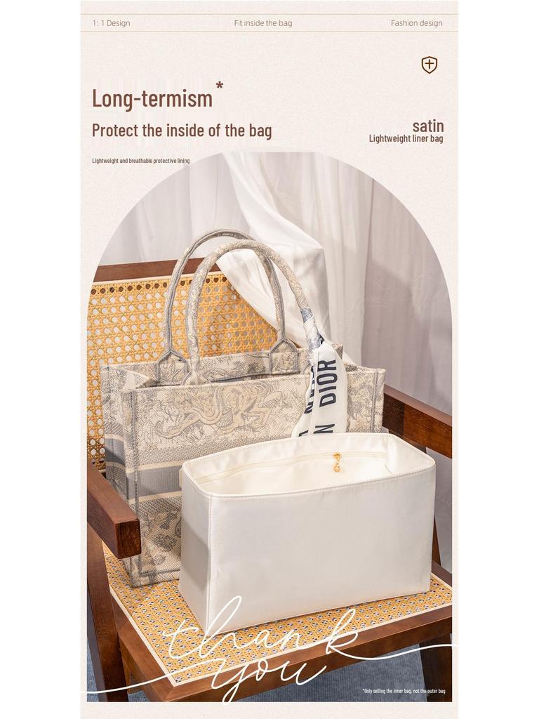 Seiden-Buch-Tote-Organizer & Kosmetik-Innenfutter-Tasche