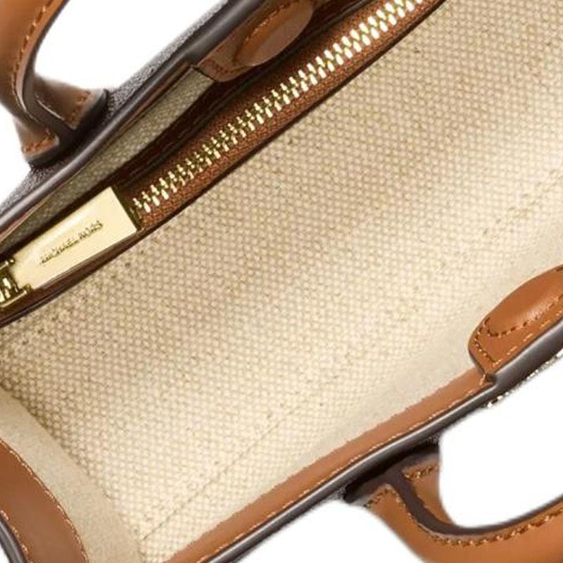 Michael Kors Mk Scarlett Logo Lock Charm Leather Shoulder Crossbody Handbag Mini Women Handbag Dark-Brown 32F4GETC0B-BRN-ACORN