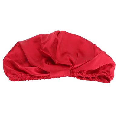 Bonnet de Cheveux en Soie Réduit les Frictions Nœud Torsadé Bonnet de Nuit en Soie pour Soin des Cheveux Pendant la Nuit Rouge