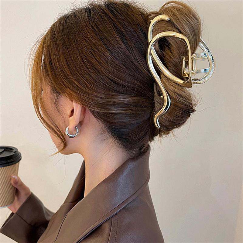 Trendy Big Women's Claw Clip for Thick Hair Accessories Headwear Giant Geometric Wave Note Crab Catch Clamps Clipper Hairgrip