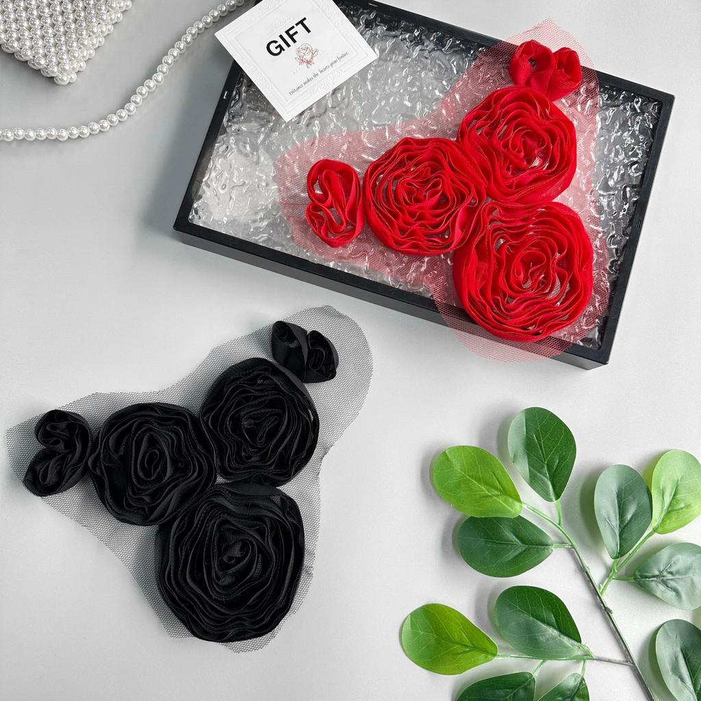 Color Fabric Multi-Layer Pleated Flower Mesh Applique Clothing Dress T-Shirt Luggage Decorative Cloth Sticker Accessories