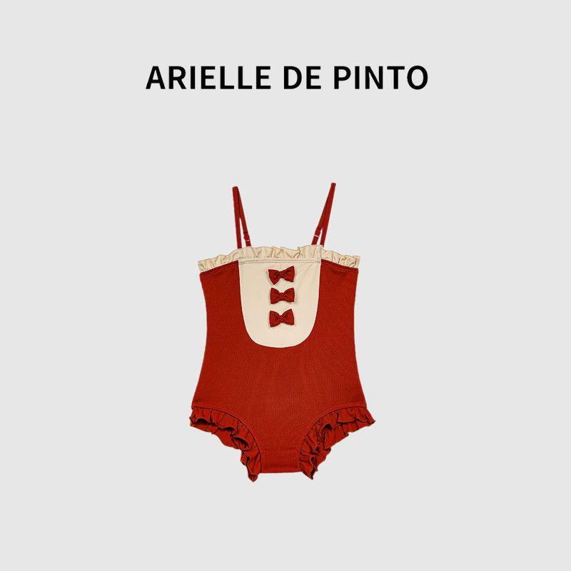 French Arielle De Pinto Baby Girl Swimsuit Cute Internet Hot New Girl s Swimsuit Western Style Swimming Suit Red 140