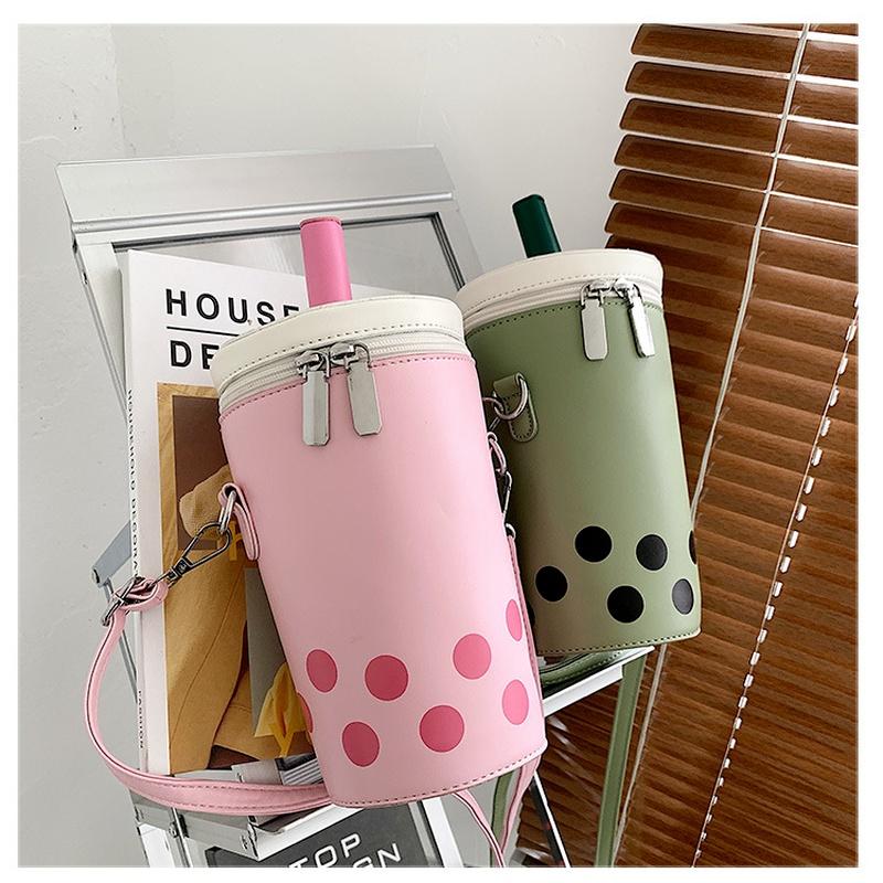 Creative Texture Milk Tea Small Bag Personality Cute Cartoon Style Autumn and Winter One-shoulder Messenger Mobile Phone Bag