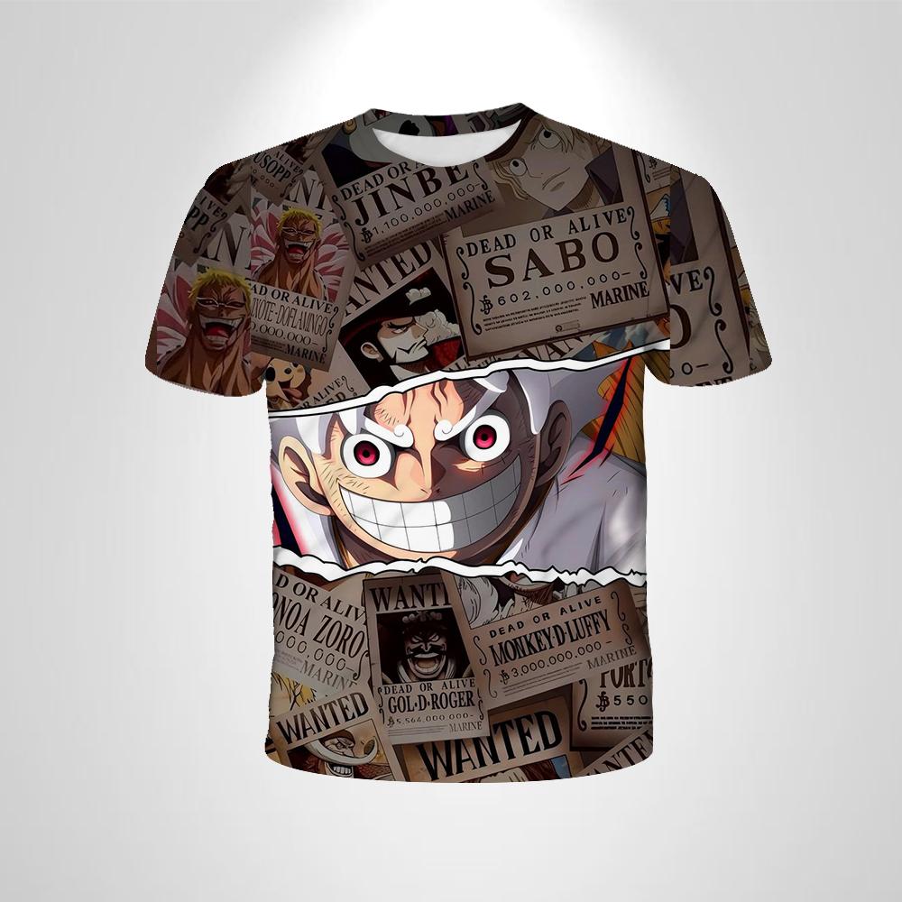 ETST0013 Kinderkleding Jongen Losse Kleding Casual Jongen T-shirt Anime T-shirt Rollenspel Luffy Cartoon Korte Mouw 100