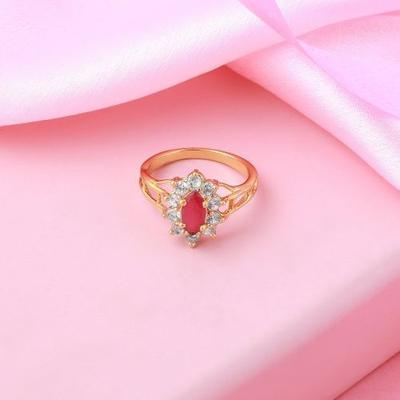 Designer Ring for Women with Gold Plated Zirconia and Daisy Flower