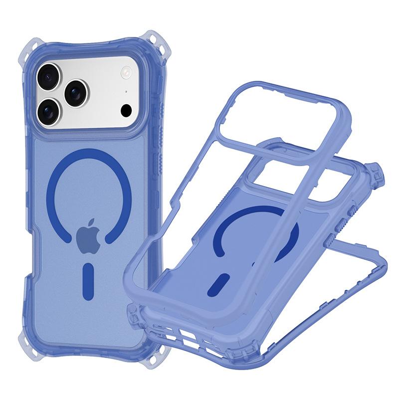For Apple 17 Mobile Phone Case for IP17PROMAX Three-in-one Skin-sensitive Magnetic Phone Case Small Four-corner Lanyard