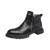 Fashion Black Business Men's Short Boots Fashionable Minimalist Style Outdoor Leisure Party Daily Office Genuine Leather Shoes New