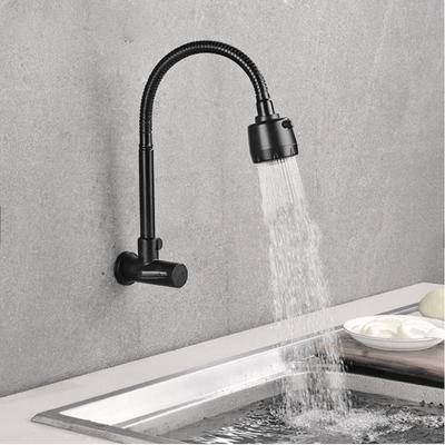 Kitchen Faucet 304 Stainless Steel Sink Flexible Hose Cold Water Two Modes Tap Sink Wall Mounted Faucet G1/2Inch Thread