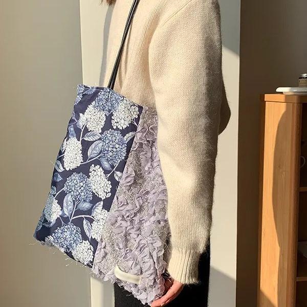 

Холщовая сумка-тоут на плечо с кружевной кисточкой «Гортензия» - Коллекция Осень/Зима для женщин One Size