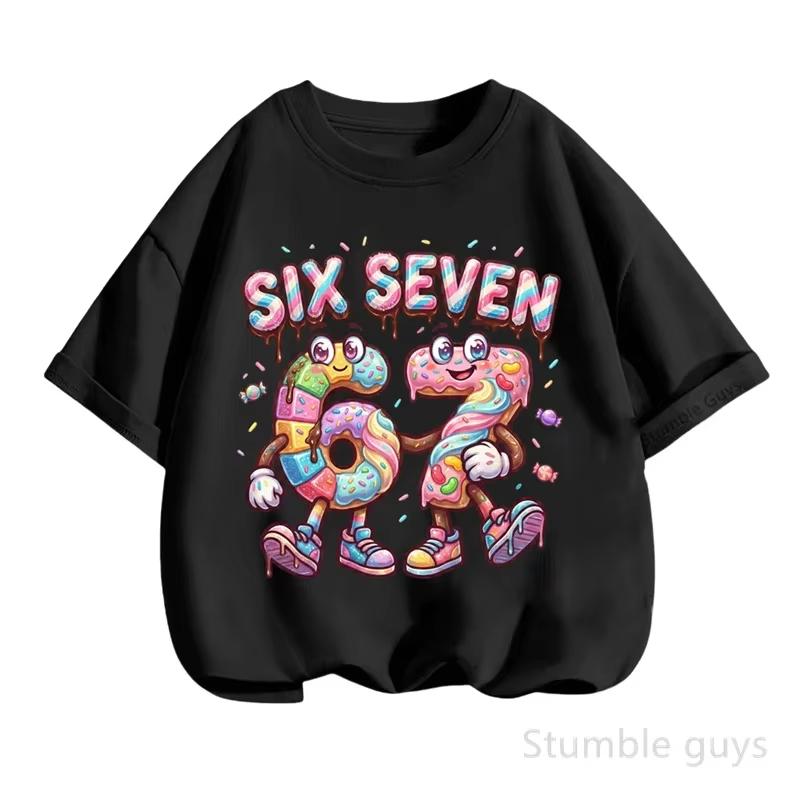 Kids Candy Donut SIX SEVEN Number 67 Graphic TShirt Soft Cotton Wear for Boys  Girlsdf0086