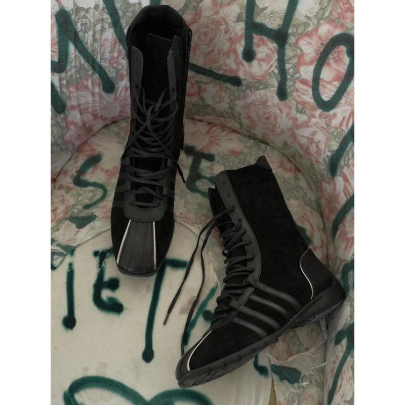 Fashion Retro Knight Boots Women's 2025 Spring Autumn Genuine Leather Lace-Up Western ort Boots Thi Bot Color Blo
