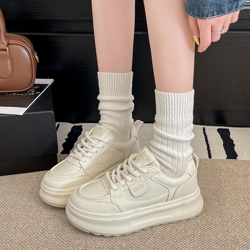 

Fashion Spring and Autumn Fashion New Casual Comfortable Round Toe Thick-soled Breathable Sports Shoes with Random Letters on The Upper 35 бежевый