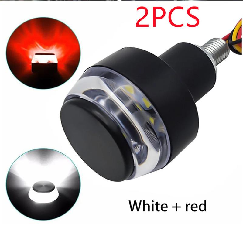 2PCS 12V Motorcycle LED Handlebar End Turn Signal Light White Yellow Flasher Handle Grip Bar Blinker Side Marker Lamp Lighting