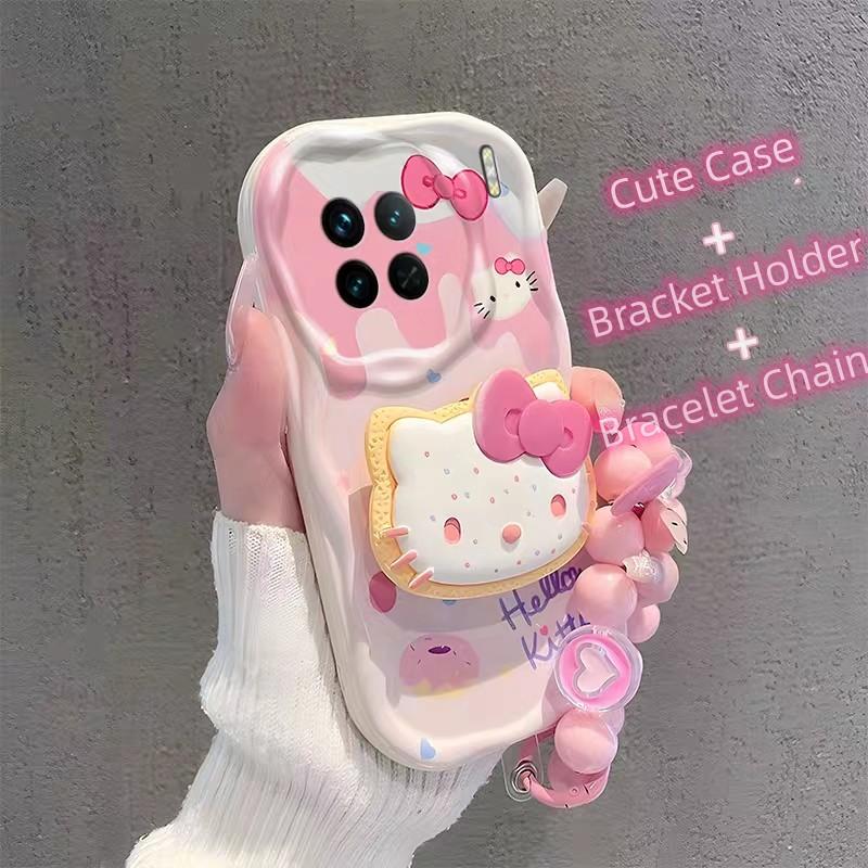 Kuromi Hello Kitty Chain Holder Casing For Xiaomi Redmi 15C 15 Note 15 Pro Plus 5G 14C 13C 12 Note 14 13 Pro Plus 5G Phone Case