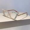 Diamond Decoration Cat Eye Glasses for Women Fashion Blue Light Blocking Computer Gaming Eye Protection Classic Plain Glasses