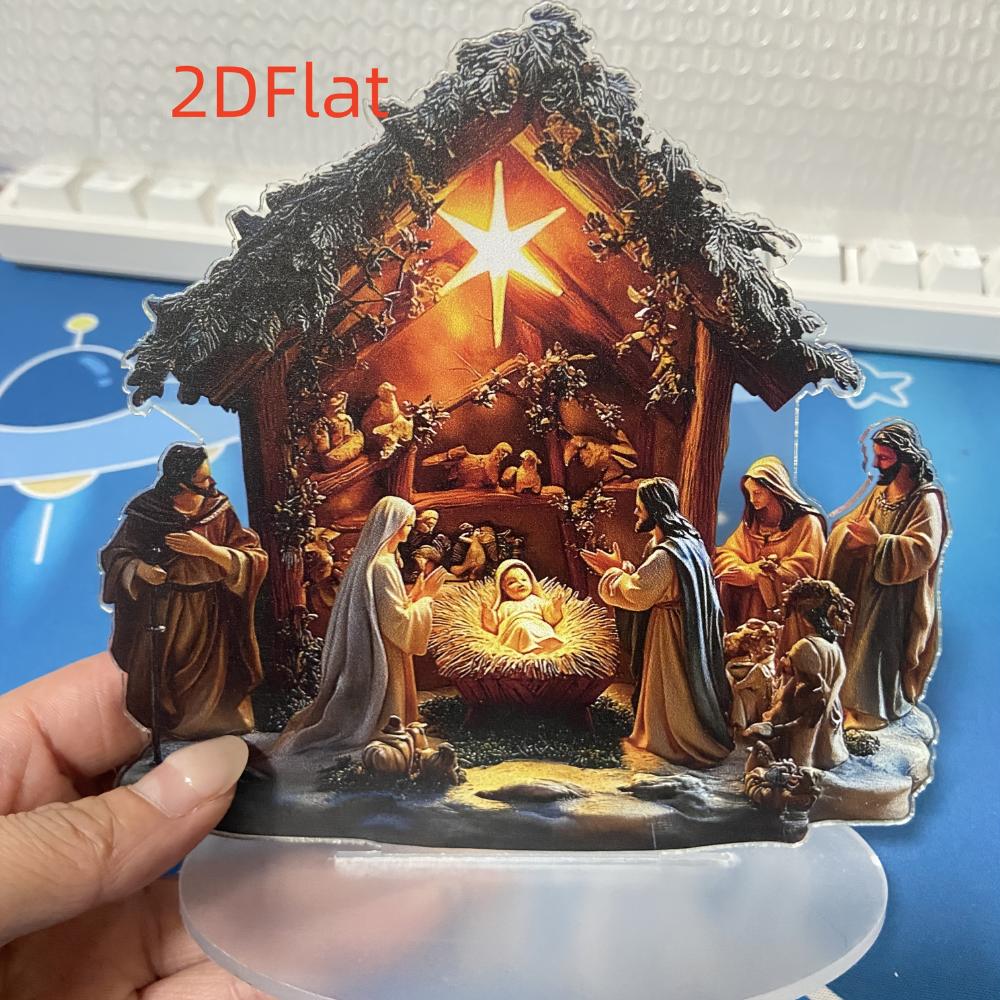 2D Flat Ornaments, Christmas Scene Decorations, Nativity Scenes for Homes, Offices and Bookstores - Multifunctional Holiday Table Decorations,
