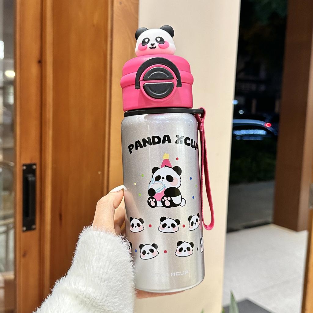 Thermosbecher Mädchen Neu Hoher Erscheinungsgrad Studenten mit Strohhalm Tragbar Begleitend Sommer Kaltwasserbecher