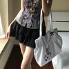 Koreanische Gepunktete Schultertasche Damen Nylon-Tragetasche Niedliche Schleife Liebe Notiz Gedruckte Tragetasche Rock Design Magnetverschluss Achseltasche