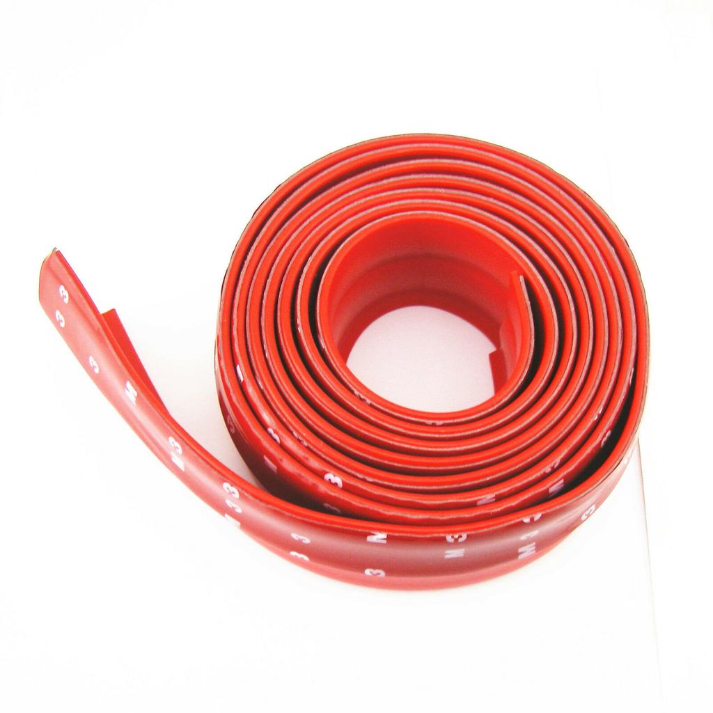 2.5M Red Rubber Car Front Bumper Spoiler Lip Splitter Valance Chin Protector Kit