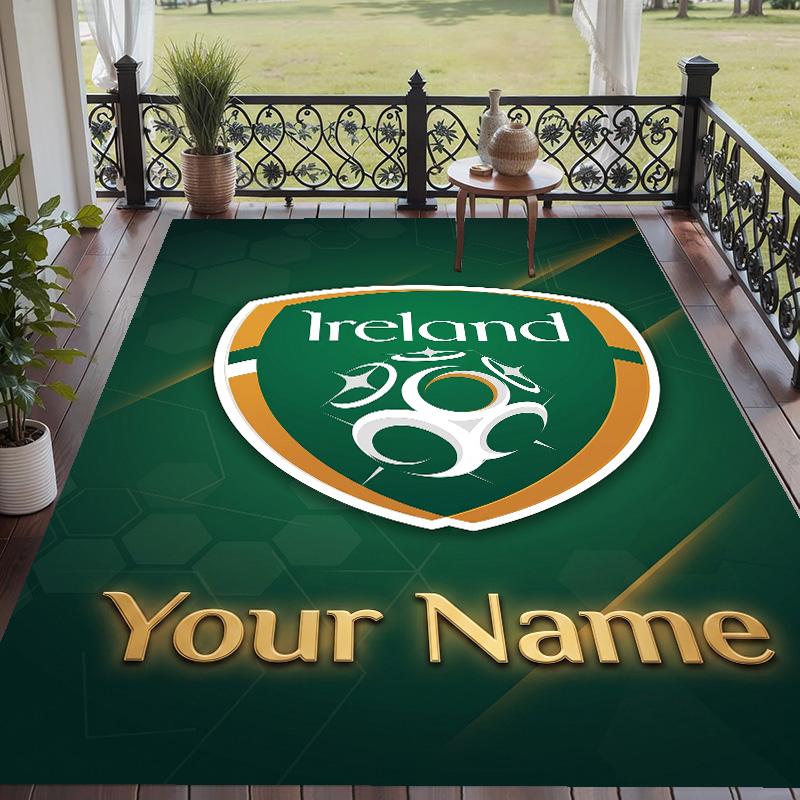 Custom Text Printed Rug Ireland Rugby Non Slip Floor Carpet For Home Room Decor