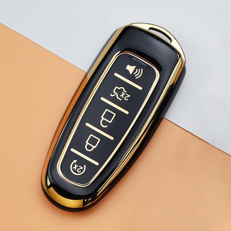 

Чехол для ключей от машины с 5 кнопками, держатель брелока с дистанционным управлением для Ford Edge Explorer Escape Focus Taurus Flex Lincoln MKS MKT MKX MKZ Navigator белый