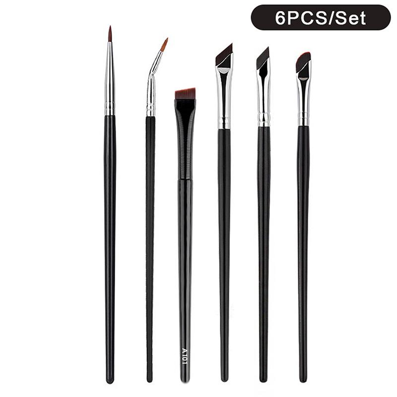 6 Stück Upgrade Blade Eyeliner-Pinsel, ultradünner, fein abgewinkelter, flacher Augenbrauenpinsel, Make-up-Pinsel unter den Augen