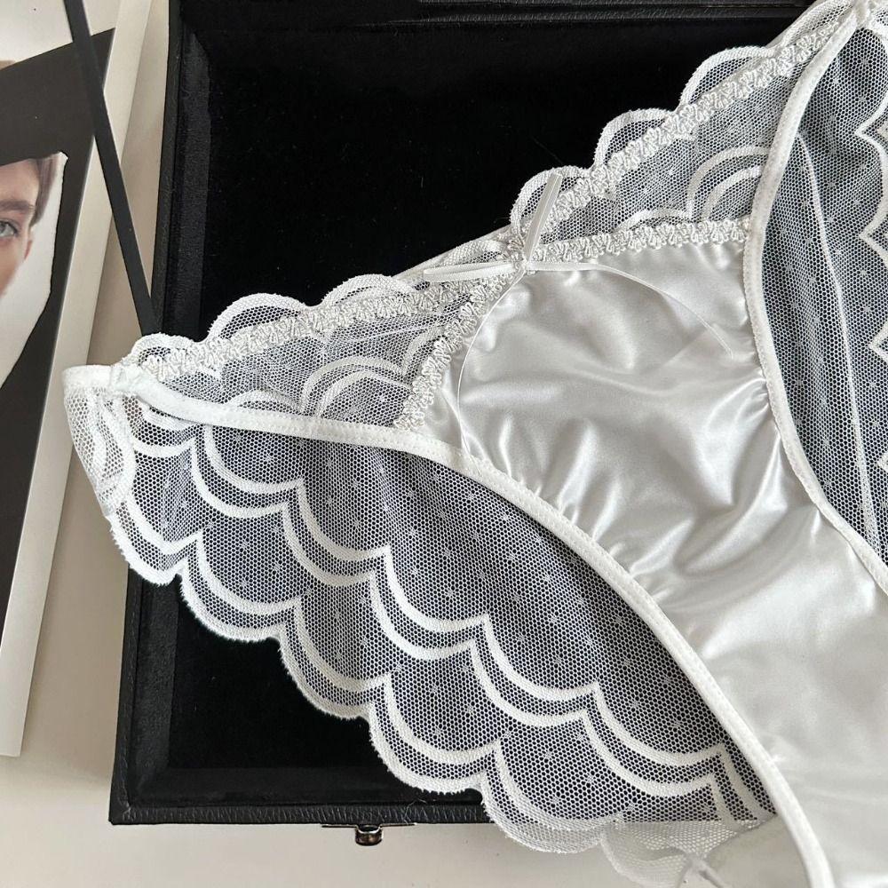 Low Waist Seamless Lace Briefs Ultra-thin Women's Mesh Underpants Lace Flower Panties  Lingerie