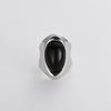 Niche High-End Cold Wind Irregular Copper Plated Platinum Inlaid Black Agate Ring, Unique Personality Trend Ring