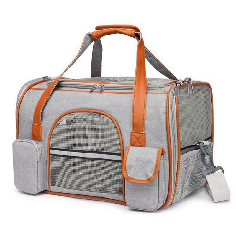 Car Seat Safe Pet Travel Carrier Pet Carrier for Cats and Small Dogs Airline Approved Soft Sided Carrier (Grey,S 45cm*25cm*28cm)
