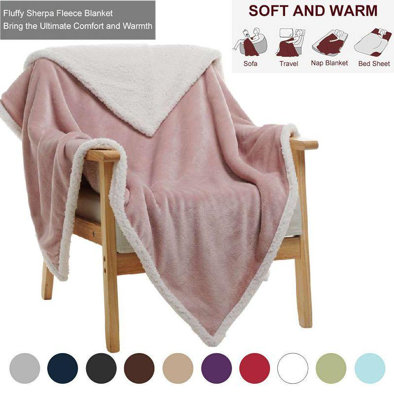 Sherpa Fleece Flannel Blanket Soft Plush Warm Thickened Bed Sofa Queen Twin